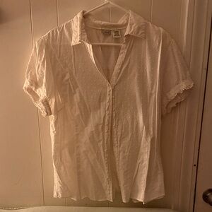 L.L. Bean Dotted Swiss White Blouse